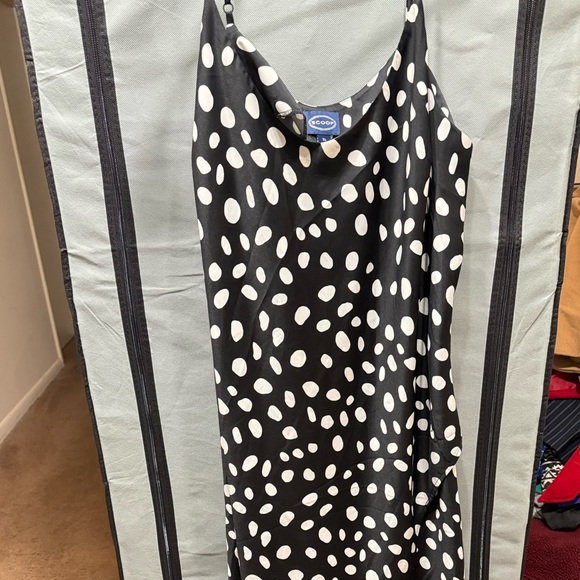 Black spaghetti strap white polka dot summer dress - Picture 2 of 2
